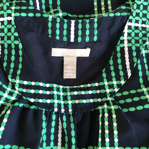 Adorable Navy Blue, Green, and White Dress - Picture 3 of 4